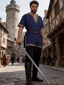 Disfraz Vikingo para Hombre, Túnica Medieval Renacentista, Camisa, Pantalones, Cinturón, Pirata, Caballero, Halloween, Cosplay, Carnaval, Fiesta, Disfraz con Falda - Product Image 5