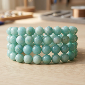 ลูกปัดอเมซอนไนต์ทรงกลม ยี่ห้อเซจาล ครีเอชั่น ผลิตในอินเดีย - Product Image 2