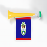 Trompettes en plastique avec drapeaux du Belize pour encourager lors d'événements sportifs, de remises de diplômes, de défilés, d'événements sportifs nationaux, pour les supporters de football