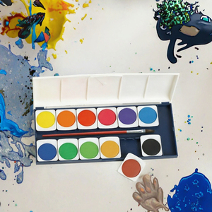 School Student 12-Color Watercolor <b>Paint</b> <b>Set</b> for Kids with <b>Paint</b> Brushes Paper Classroom Art /Supplies - Product Image 3