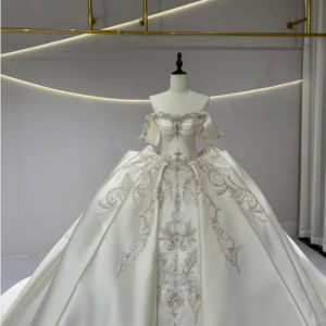 Vintage Satin Perlé Centre <span class=keywords><strong>Robe</strong></span> <span class=keywords><strong>De</strong></span> Mariée <span class=keywords><strong>Robe</strong></span> <span class=keywords><strong>De</strong></span> Mariée <span class=keywords><strong>Cendrillon</strong></span> Lourd Perlé <span class=keywords><strong>Robe</strong></span> <span class=keywords><strong>De</strong></span> Mariée Jfh04 - Product Image 2