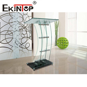 โต๊ะประชาสัมพันธ์อะคริลิคทันสมัย Ekintop พร้อมแท่นวางเอกสารกระจกสีทอง สำหรับโบสถ์ งานแต่งงาน โรงแรม งานอีเว้นท์ และเวที - Product Image 2
