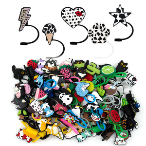 En gros, embout de paille en silicone personnalisé motif vache 8mm réutilisable, design crème glacée pour gobelet, décoration de fête western, cadeau - Product Image 3