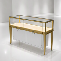 Vitrine de présentation de bijoux en acier inoxydable de luxe, en MDF, avec éclairage, pour comptoir de magasin et salle d'exposition