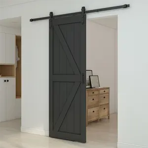 30in X 84in Sliding Barn Door With 6FT Barn Door Hardware Kit Included Wood K Shape Need To Assembly