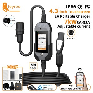เครื่องชาร์จรถยนต์ไฟฟ้าแบบพกพา Feyree 7kW 32A NACS ชาร์จเร็ว 1 เฟส อัปเกรดผ่าน OTA หน้าจอสัมผัส 4.3 นิ้ว สายยาว 5 เมตร สำหรับสถานีชาร์จรถยนต์ที่บ้าน - Product Image 1