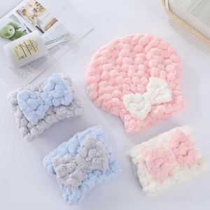 Bonnet de bain en polaire corail épais à séchage rapide et absorbant, avec nœud, pour princesse, bonnet de séchage de cheveux mignon - Product Image 2