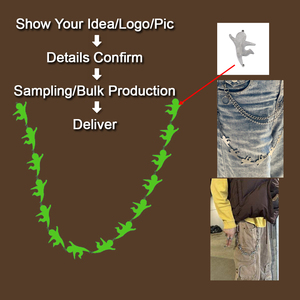 กางเกงฮิปฮอปกระโหลกผู้ชายแบบมีโซ่กระเป๋ากางเกงยีนส์พังค์สายโซ่สองชั้นกระเป๋าสตางค์แบบสั่งทำ - Product Image 4