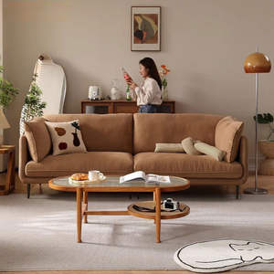 Sofá Moderno Minimalista en Forma de L, Color Café, Relleno de Espuma Resistente, Ideal para Apartamentos Pequeños y Salas de Estar - Product Image 3