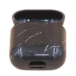 大理石图案硬电脑耳机盒，适用于AirPods 1 & 2保护充电盒外壳充电端口耐用耳机盒盖