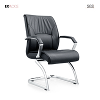 Chaise de bureau ergonomique en cuir à réglage de la hauteur pour salle de réunion à dossier haut