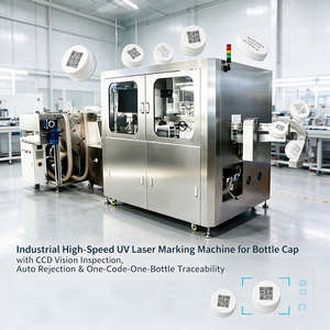 Machine de marquage laser UV haute vitesse pour bouchons de bouteilles avec inspection par vision CCD et rejet automatique |    Traceabilité un code, une bouteille - Product Image 1