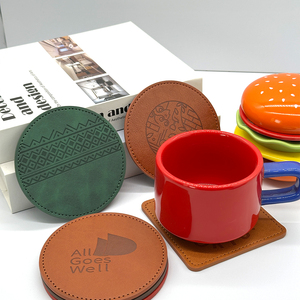 Personalized Custom Table Placemats High Quality Round Tea <b>Cup</b> coaster Home Decor Luxury Reusable PU Leather coaster THC-021 - Product Image 3