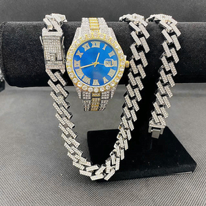 Bộ Quà Tặng Đồng Hồ Đá 3 Món Cho Nam Bộ Vòng Tay Dây Xích Cuba Bộ Trang Sức Dây Chuyền Đồng Hồ Hip Hop Cho Nam - Product Image 6