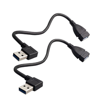 Cable Adaptador de Extensión USB 3.0 a Macho a Hembra, Flexible, Compacto, con Conector en Ángulo Recto de 90 Grados