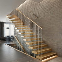 Escalier flottant moderne en bois, marches d'escalier flottantes en bois pour la maison