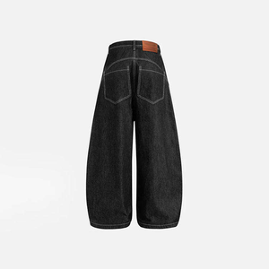 Pantalones vaqueros para hombre Firefighter Lobster Buckle de alta calidad con costuras en contraste blancas, pantalones vaqueros curvos de mezclilla cruda, estilo baggy. - Product Image 2