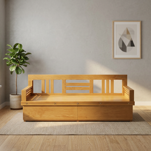 Antique Modern Japanese Simple Style <b>Double</b> Queen King Size Foldable Pine Wood <b>Bed</b> Solid Home Furniture <b>Storage</b> Feature High - Product Image 2