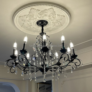 Lustre de ferme en <span class=keywords><strong>fer</strong></span> <span class=keywords><strong>forgé</strong></span> <span class=keywords><strong>noir</strong></span> éclairage plafond rustique <span class=keywords><strong>suspension</strong></span> bougie lustres suspendus pour cuisine salon - Product Image 4