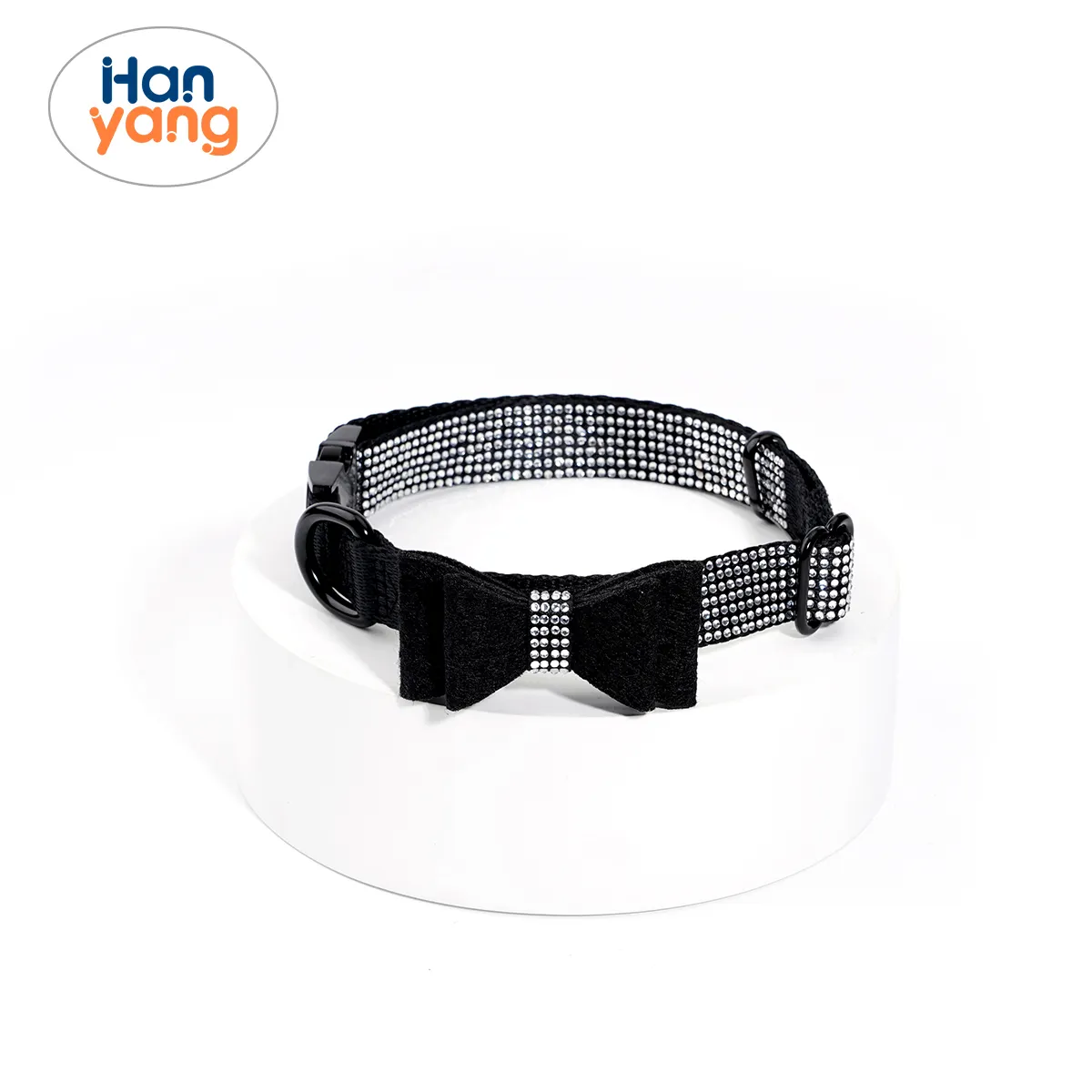 HanYang OEM Collier personnalisé en strass pour chien et chat avec nœud papillon Collier de luxe pour animaux de compagnie Colliers pour chiots