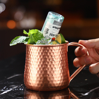 Tasses à Moscow Mule en or rose martelé à double paroi isolées sous vide 500 ml, tasses à bière anti-déversement pour cocktails de fête