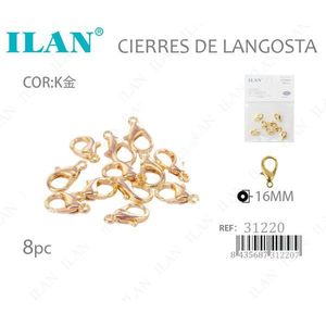 Chiusure a Moschettone Ilan 16mm in Oro K, 8 Pezzi, Accessori per Gioielli - Product Image 3