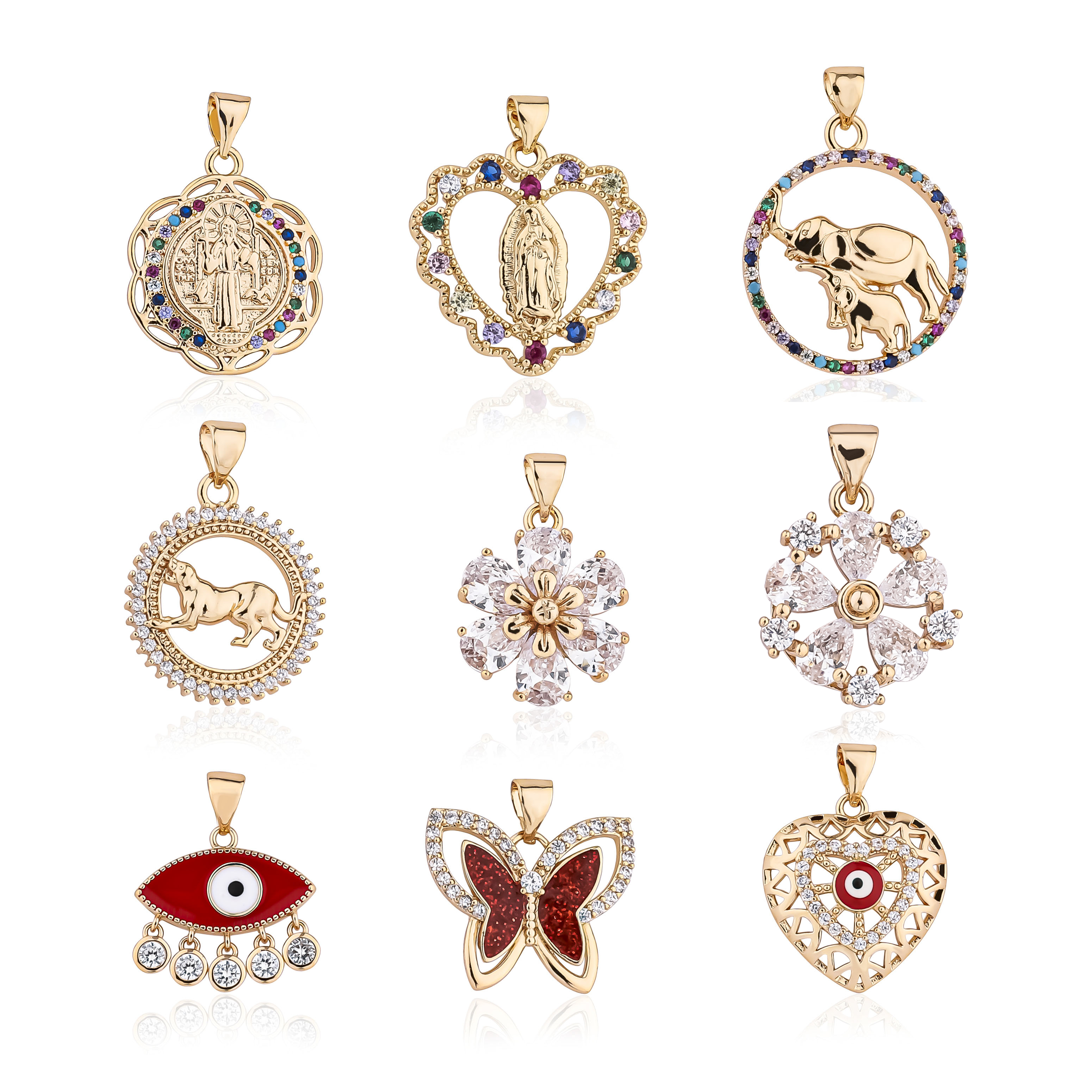 CM fashion gold plated brass jewelry pendant women rainbow diamond zircon pendant charm for necklace fine pendant colgante joyas