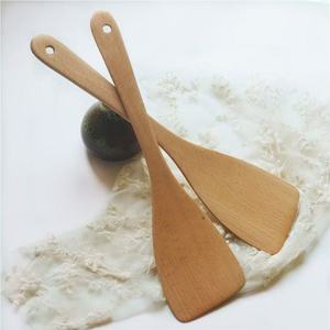 Herramienta de cocina de mango largo grande y plano de 32cm, espátula <span class=keywords><strong>ranurada</strong></span>, espátula para servir, olla de madera de haya, cuchara de cocina - Product Image 5