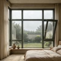 Ventana de Aluminio Moderna con Doble Acristalamiento y Vidrio Templado para Viviendas Residenciales, Directo de Fábrica HUACAI