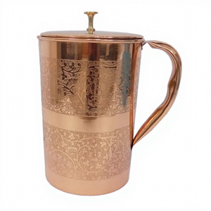 Engraved Design Eco-Friendly Modern Pure Copper <b>Water</b> Jug Lid Multi-Capacity Hotel Restaurant Business Gifts Tableware White Box - Product Image 1