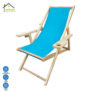 Fauteuil de <span class=keywords><strong>terrasse</strong></span> confortable avec porte-gobelet, dossier réglable, en <span class=keywords><strong>bois</strong></span> de hêtre, pour les vacances à la plage, les loisirs, vente directe du fabricant - Product Image 2