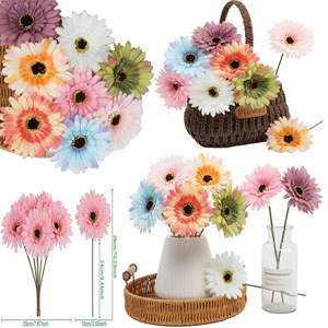 Fleur artificielle en soie Gerbera Daisy à tige unique pour toile de fond de mariage, décoration intérieure, vente en gros - Product Image 1