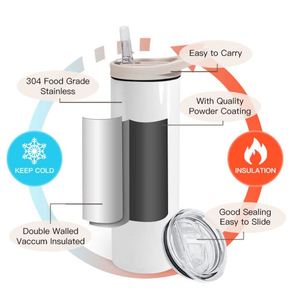 Vaso Térmico de Acero Inoxidable de Doble Pared con Aislamiento al Vacío, Recubrimiento de Alta Calidad, Recto, para Sublimación, con Asa, 20oz/30oz - Product Image 5