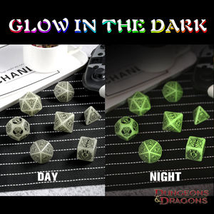 Ensemble de dés en résine, lot de 7 pièces de grande taille 25mm, brillent dans la nuit, pour cordon et donuts, vente en gros - Product Image 4