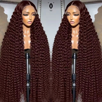 Pelucas de Cabello Humano Virgen Vietnamita con Cutícula Alineada # Peluca frontal transparente HD de onda profunda 4, color marrón chocolate, 13x4, 180% de densidad