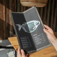 Porte-menu en similicuir pour restaurant, menus de mariage, avec logo personnalisé estampé à chaud, bande élastique, double pliage, folio de menu
