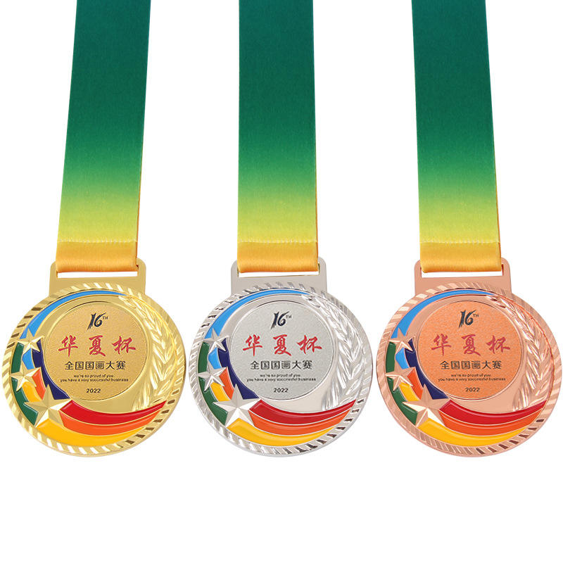 ゴールドシルバーブロンズ亜鉛合金3Dメタルグレインメダルアワード