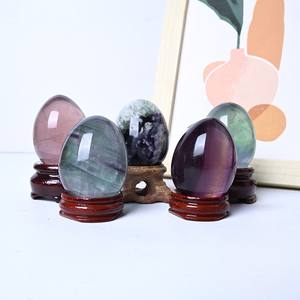 Sculpture en cristal d'oeuf de fluorite-objet d'art en pierre brute de guérison d'énergie de guérisseur d'or avec affichage de minéraux naturels - Product Image 4