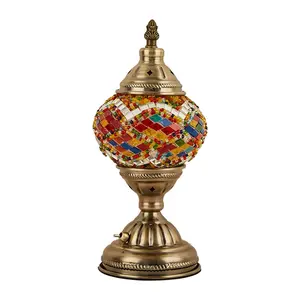 Tiffany lâmpada led de mesa artesanal, luminária recarregável e móvel para vidro, mosaico, mediterrâneo, marrocos