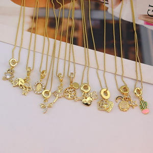 NZ1561 placcato in oro 18K CZ Sun mezzaluna stella orso ragazzo e ragazza Paw stampa Rondelle Bail tripla goccia collana a catena - Product Image 3