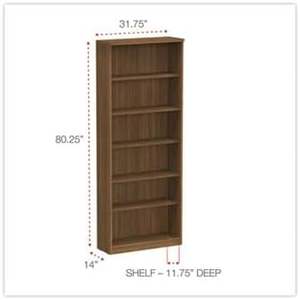 Librería moderna de seis estantes de nogal de la serie Alera Valencia, 31.75 ancho x 14 profundo x 80.25 alto - Product Image 5