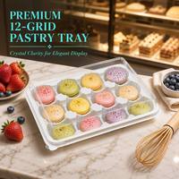 Boîte à gâteaux de lune carrée de qualité alimentaire, avec couvercle transparent et plateau intérieur doré, emballage plastique personnalisé pour desserts et pâtisseries