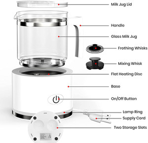 Espumador <span class=keywords><strong>de</strong></span> Leche Eléctrico, Vaporizador <span class=keywords><strong>de</strong></span> Leche, Espumador Desmontable para Café, Máquina para Hacer Chocolate Caliente (23.6 oz) 120 V - Product Image 2