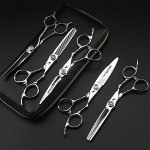 Ciseaux à cheveux de qualité supérieure 6,0 pouces <span class=keywords><strong>FZC</strong></span>, prix d'usine, couleur argent, ciseaux de coiffure en acier inoxydable, ensemble HS-228 - Product Image 3