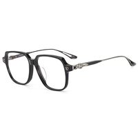 Monturas Ópticas Cuadradas de Acetato Sólido Premium, Montura Completa, Lentes Graduadas, Patillas Decorativas de Titanio, Unisex