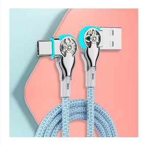 2025 New USB Bện Loại <span class=keywords><strong>C</strong></span> LED Ánh Sáng Sạ<span class=keywords><strong>c</strong></span> Nhanh 180 Độ Xoay Khuỷu Tay Đôi Nhanh Chóng Sạ<span class=keywords><strong>c</strong></span> Cho Xe Samsung Pd Chuỗi - Product Image 2