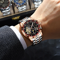 Reloj POEDAGAR 1415 para Hombre, Diseño Hueco con Tourbillon, Mecánico Automático, Resistente al Agua, Luminoso, de Acero Inoxidable