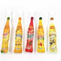 Emballage en plastique thermoscellé PE-HD 50ml 100ml imprimé sur mesure pochette à boisson en forme de bouteille debout pour jus de mangue, d'orange, de citron