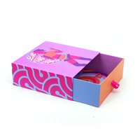 Boîte à tiroir coulissante rigide en carton pour collier, bijoux, petite boîte cadeau rose, emballage de luxe pour bijoux