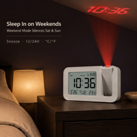 Projektions-Wecker Digitaler LCD-Nachttischuhr mit Schlummerfunktion Wochenendmodus Temperatur Datum 12/24H Hintergrundbeleuchtung Tischuhr für Schlafzimmer